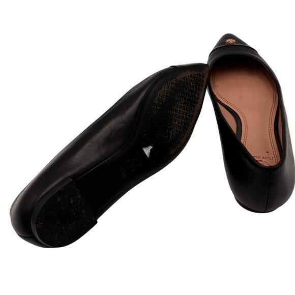 Tory Burch Women's Black Fairford Pointed Toe Leather Flats Size 6.5 - Picture 7 of 7